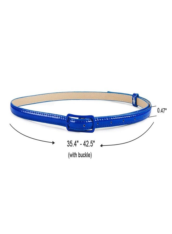 Selighting Women's Solid Color Faux Leather Skinny Belts for Dresses (One Size, Royal Blue) - Image 3